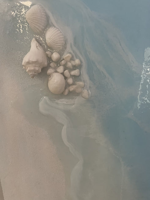 White Beach Epoxy Surfboard art